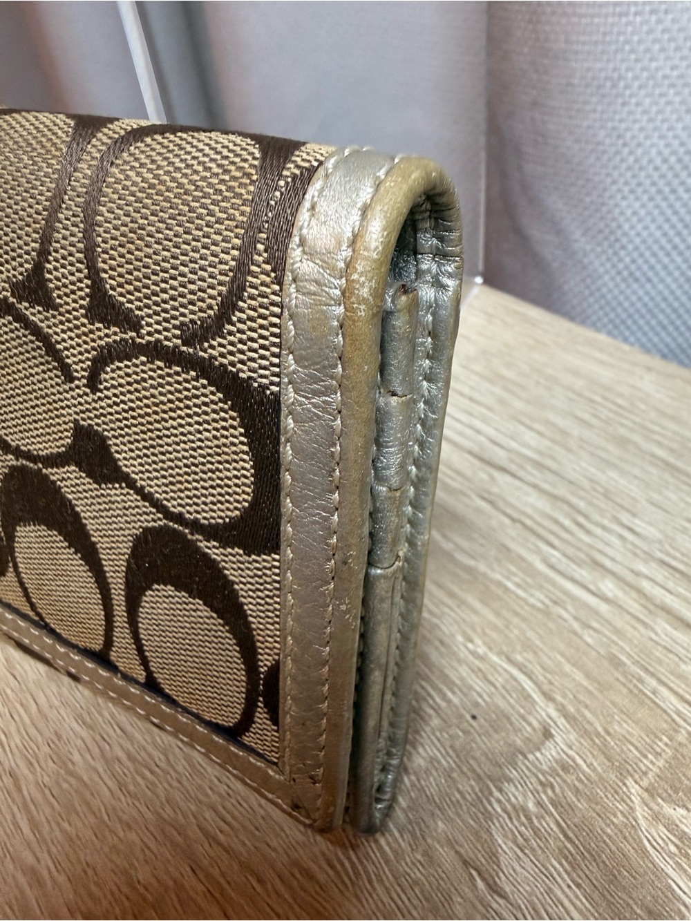 Coach Beige and Brown Signature Continental Wallet - Picture 3 of 8